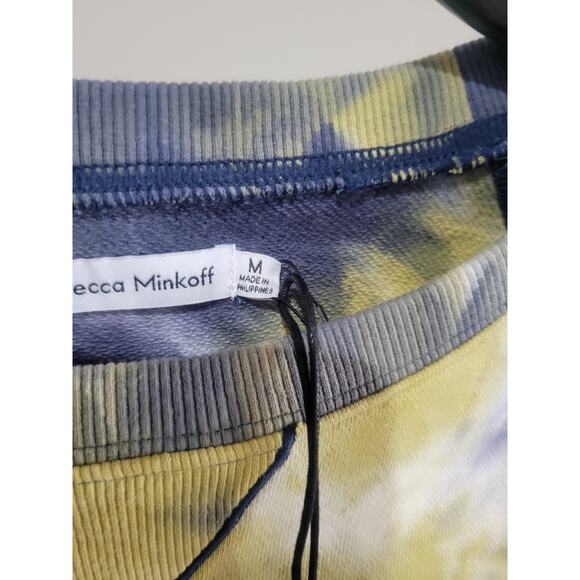 RM Rebecca Minkoff Terry Crew Pullover Top Size M Mustard Tie Dye A474354 NWT - Picture 5 of 9